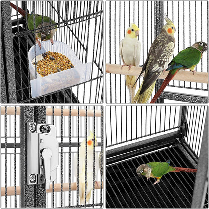 54-Inch Wrought Iron Standing Large Parrot Parakeet Flight Cage with Stand for Small Cockatiel Sun Green Cheek Conure Lovebird Budgie Finch Canary Bird