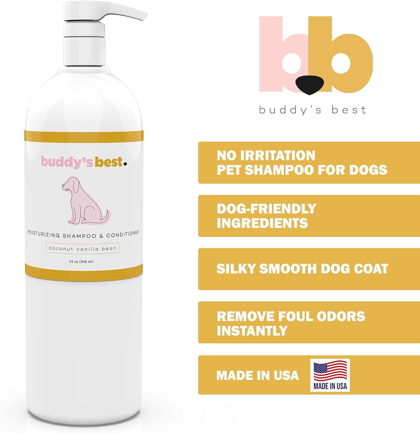 , Dog Shampoo and Conditioner in One - Hypoallergenic, Oatmeal Shampoo for Dogs with Sensitive Skin - Moisturizing Dog Wash