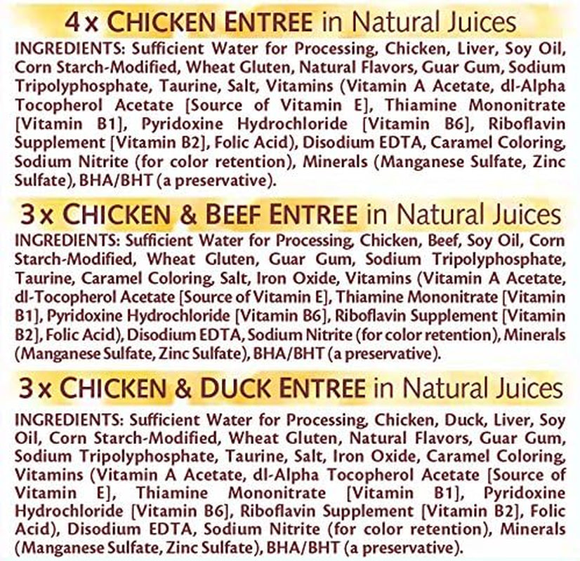 Purrfectly Chicken Variety Pack (4-Chicken, 3-Chicken & Beef, 3-Chicken & Duck) Food for Cats, 10-Count Packages (Pack of 4)