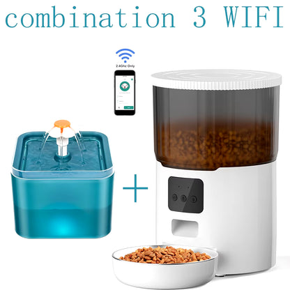 4L Pet Feeder Tuya WIFI Automatic Dog Food Dispenser Smart Cat Feeder 2L Cat Automatic Drinking Fountain Dog Water Feeder